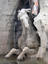 Flodfontaenen - Fredelig hest - Hrer til Donau-statuen